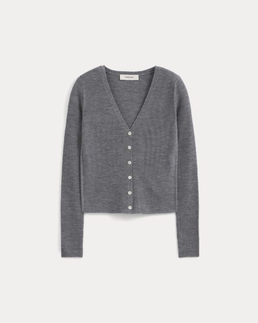 Alternative view of The Cardigan in Ultrasoft Merino | Heather Mid Grey