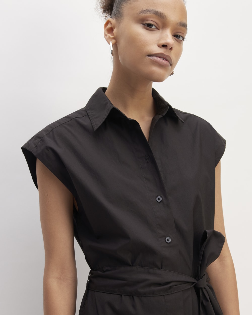 The Supima® Cotton Short-Sleeve Shirt Dress | Black - Image 3