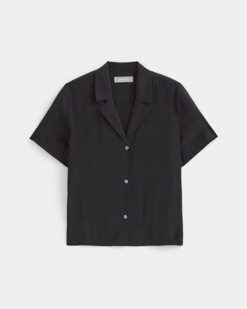 Alternative view of The Notch Shirt in Washable Silk | Black