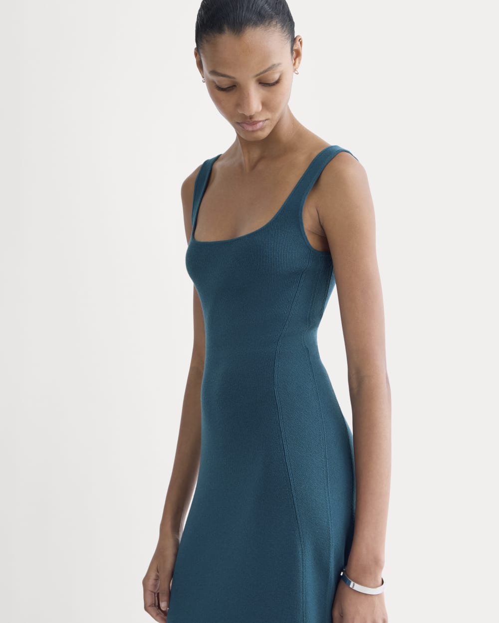 Knit Square-Neck Midi Dress | Reflecting Pond - Image 3