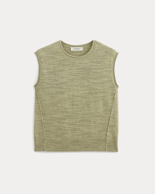Alternative view of The Muscle Sweater in Cotton Linen | Eucalyptus