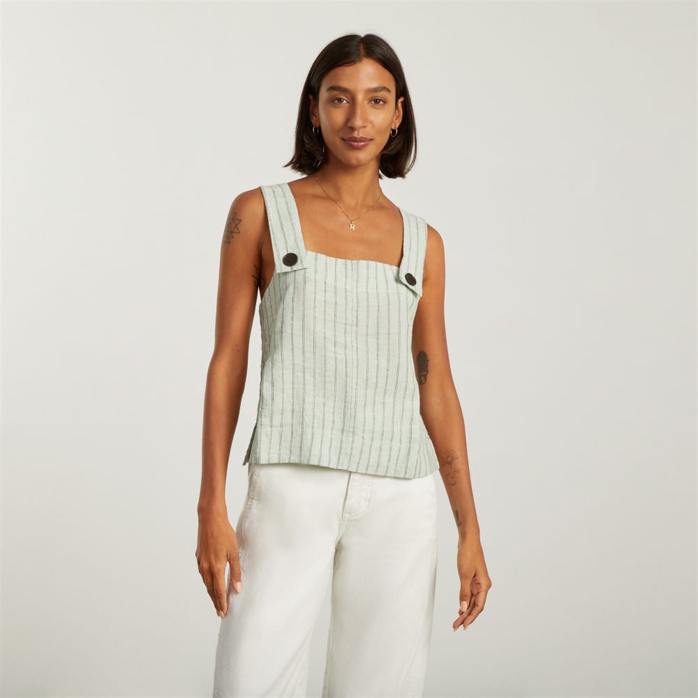 The Apron Linen Tank | Seafoam Pinstripe - Image 2