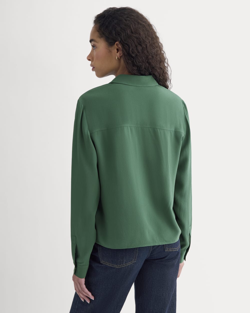 Shrunken Top in Washable Silk | Hunter Green - Image 6
