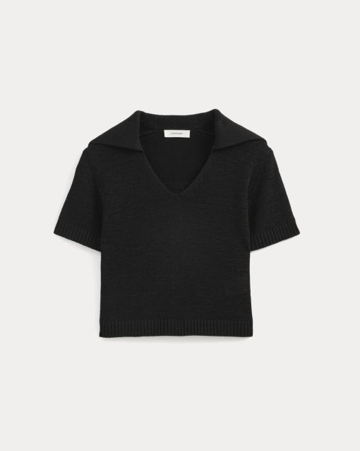 Alternative view of Open Collar Polo | Black