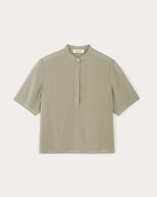 Alternative view of The Popover Top in Washable Silk | Seagrass