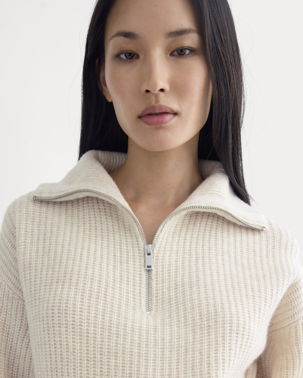 The Half-Zip Sweater in Luxe Merino | Heathered Oat - Image 6