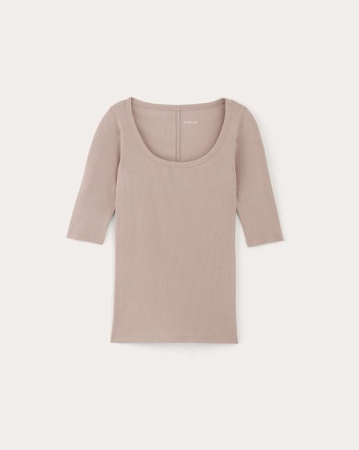 Alternative view of The Luxe Rib Scoop-Neck Tee | Dusty Rose