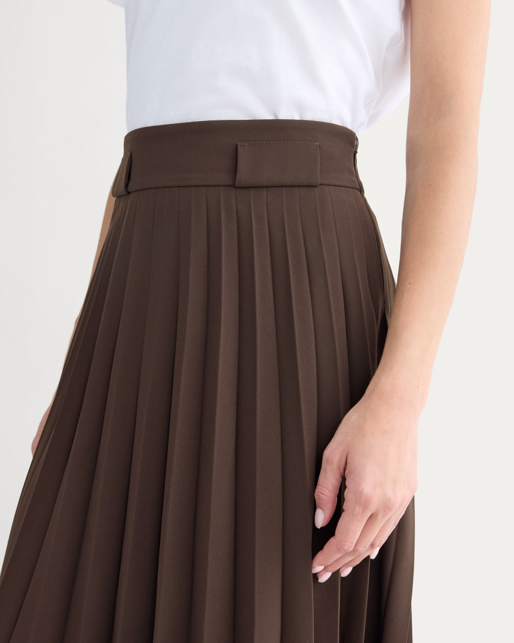 Pleated Crepe Midi Skirt | Dark Chocolate - Image 5