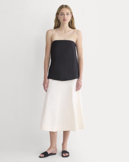 Alternative view of Tube Top in Stretch Linen | Black