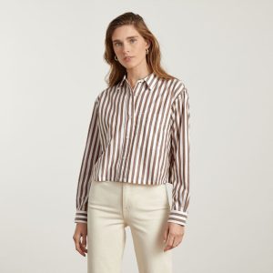 Alternative view of The Way-Short Shirt in Silky Cotton | Espresso / White
