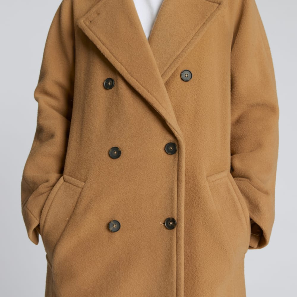 The Italian ReWool® Long Peacoat | Camel - Image 5