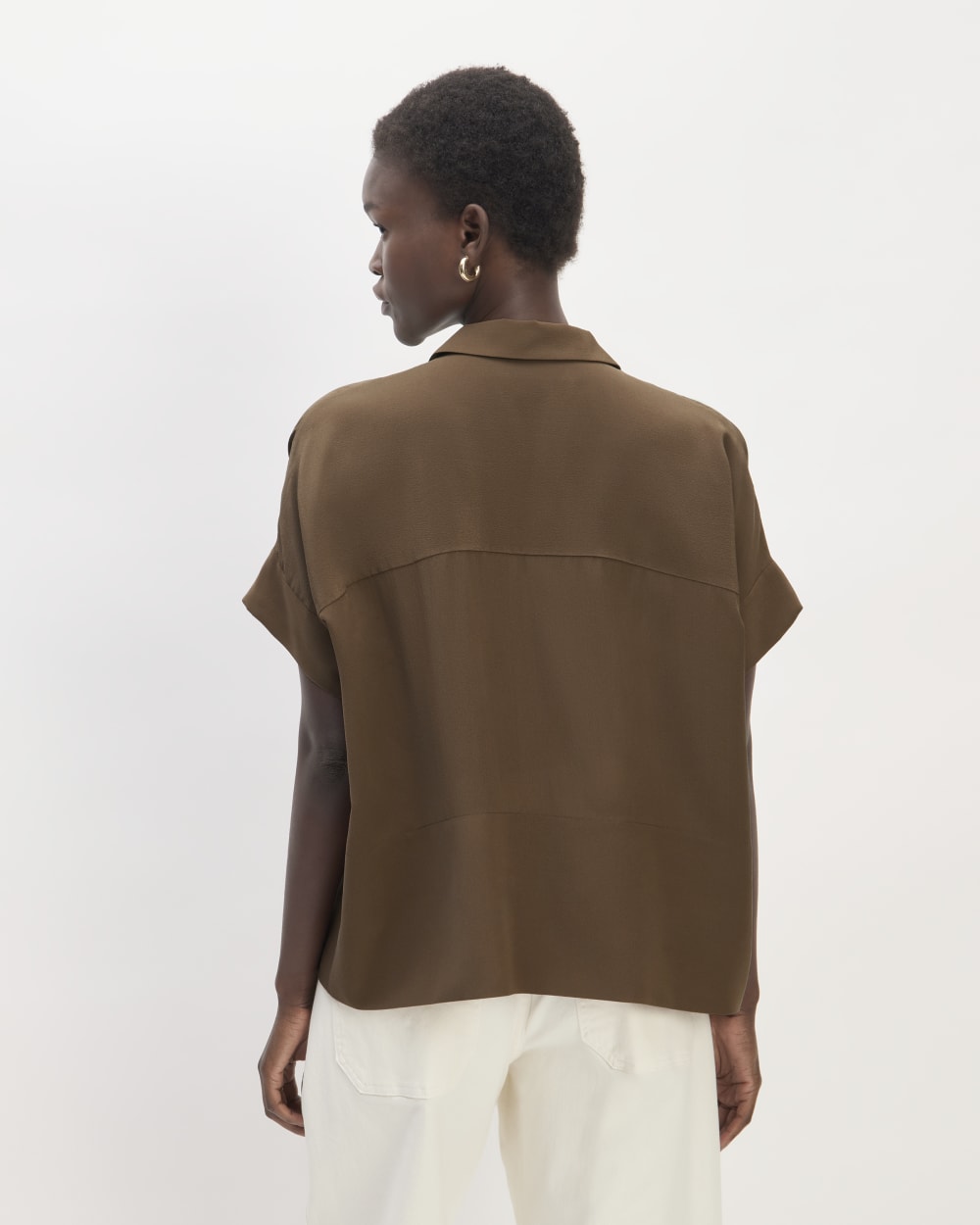 The Boxy Shirt in Washable Silk | Cocoa - Image 6