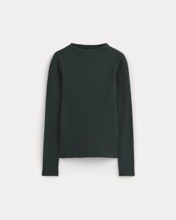 Alternative view of The Luxe Rib Funnel-Neck Tee | Heathered Dark Sea