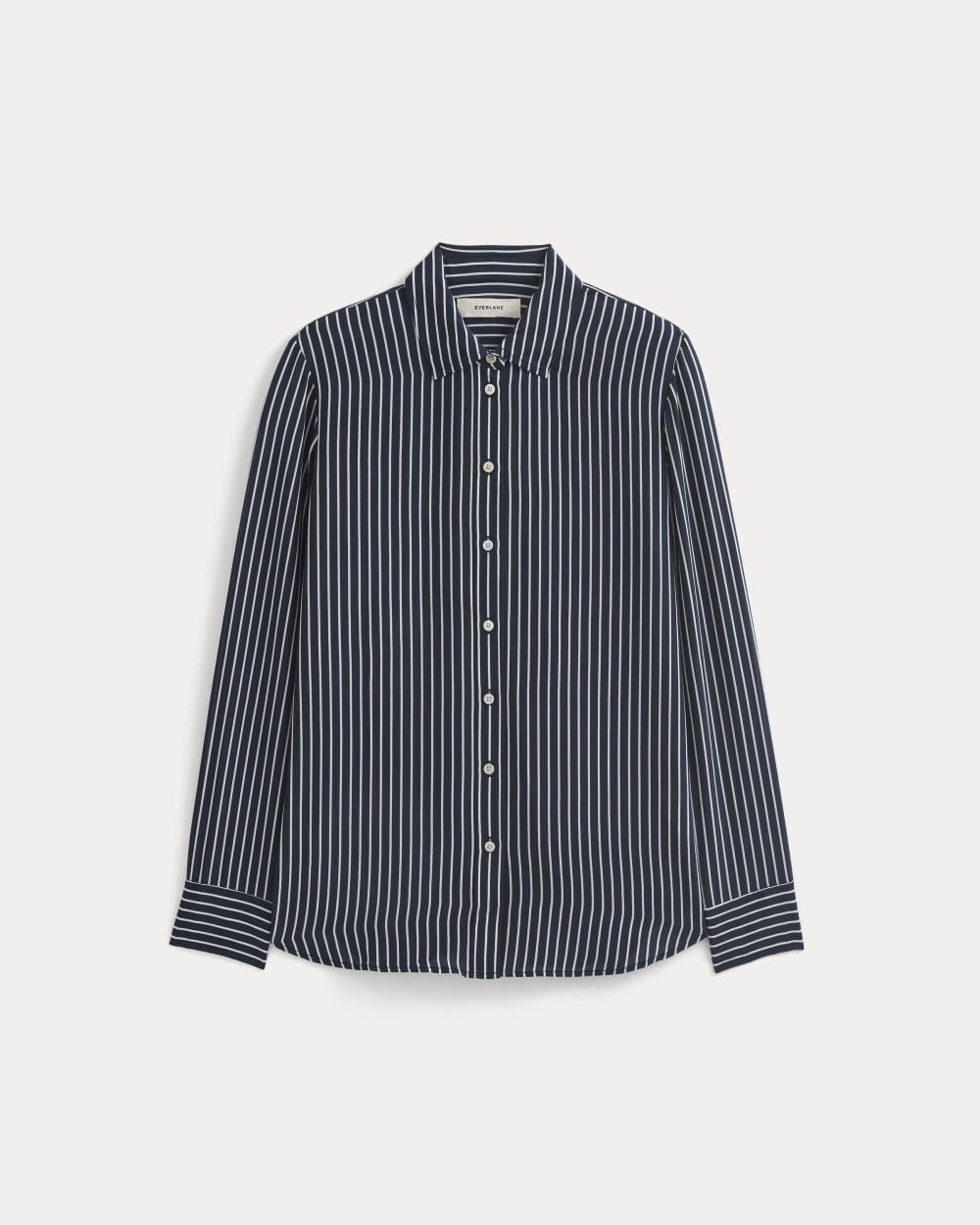 The Must-Have Shirt in Washable Silk | True Navy / Bone Stripe - Image 2