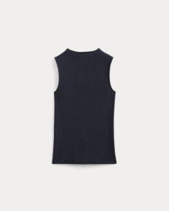 Alternative view of The Luxe Rib Funnel-Neck Tank | Navy