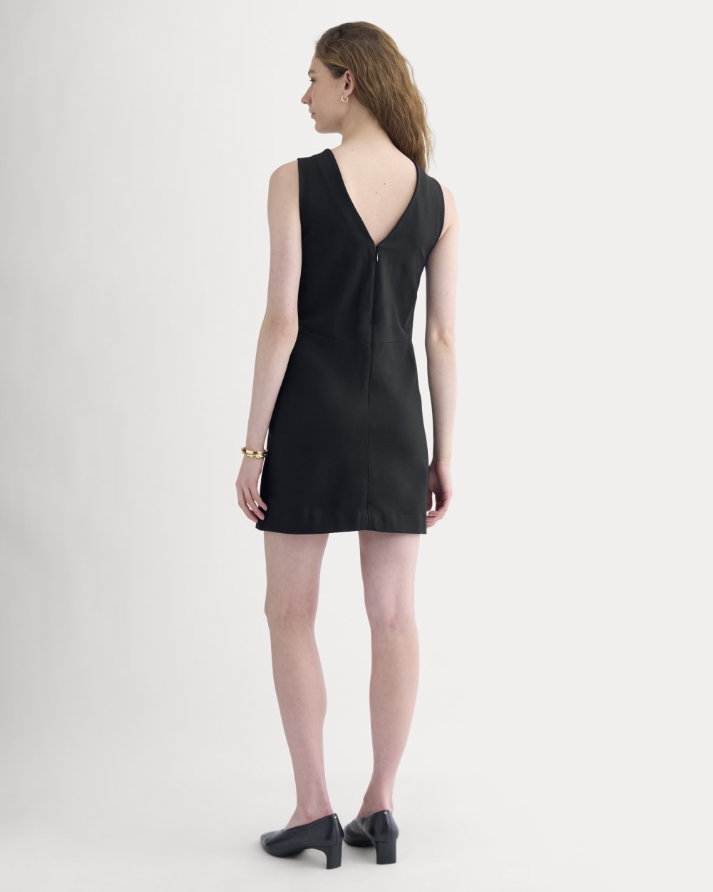 Ponte V-Neck Mini Dress | Black - Image 3