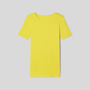 Alternative view of The Pima Micro-Rib Crew Tee | High Visibility Yellow