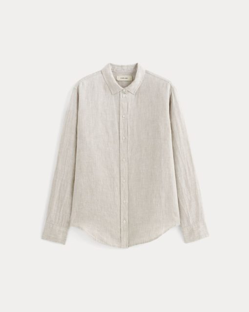 Alternative view of The Must-Have Shirt in Linen | Stone / White