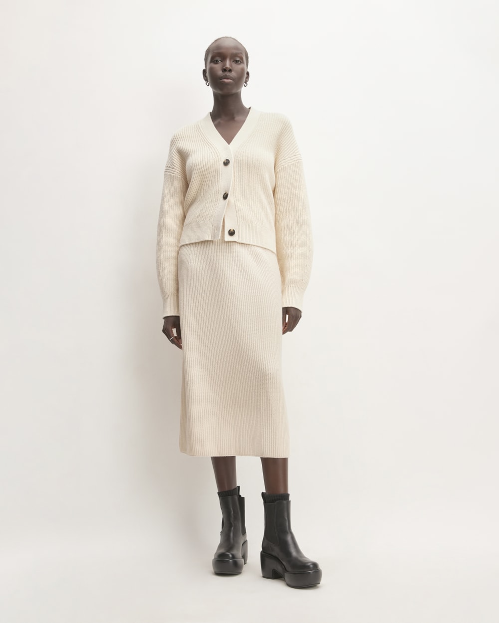 The Organic Cotton Sweater Midi Skirt | Canvas - Image 3