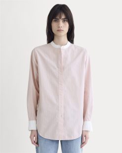 The Oversized Shirt in Ultrasoft Cotton | Pink / White