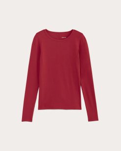 Alternative view of The Luxe Rib Long-Sleeve Crew | Berry Red