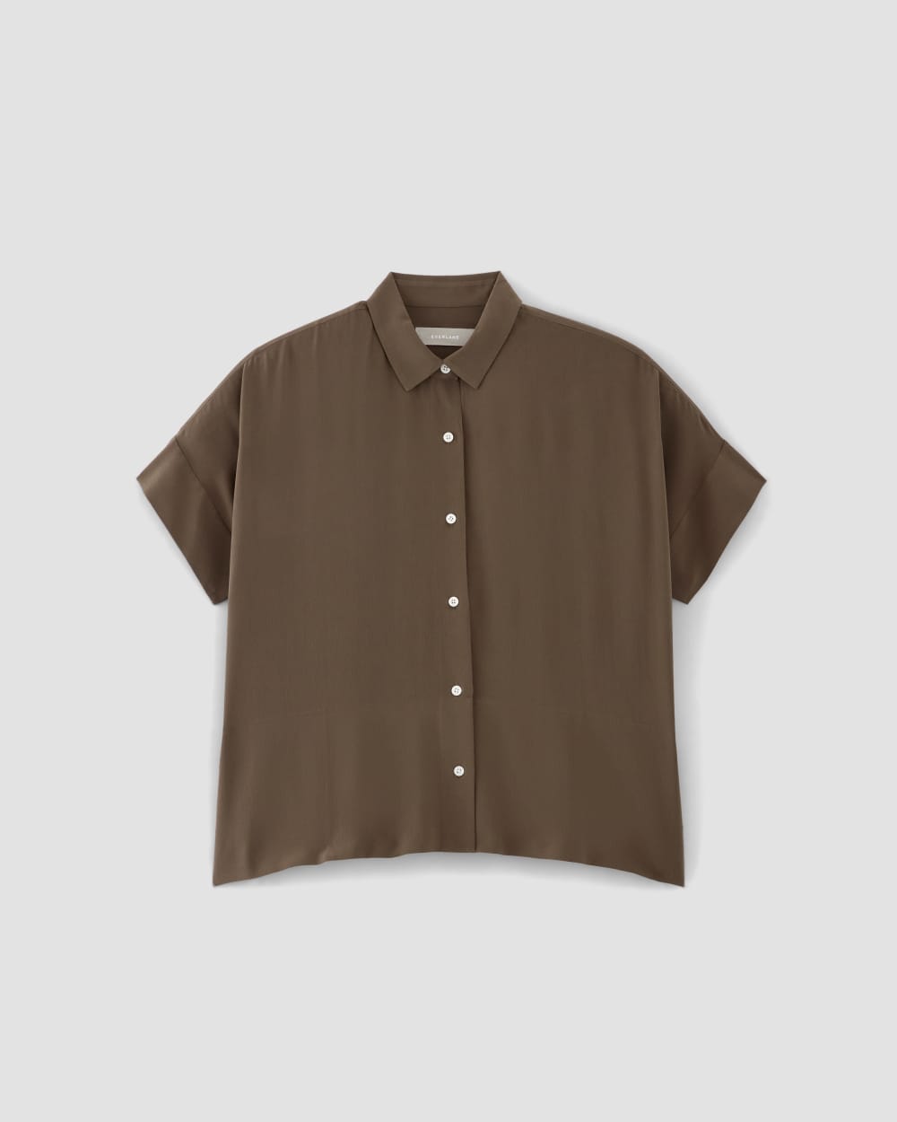 The Boxy Shirt in Washable Silk | Cocoa - Image 2