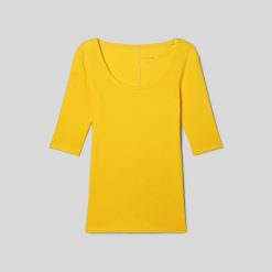 Alternative view of The Luxe Micro-Rib Scoop-Neck Tee | High Visibility Yellow