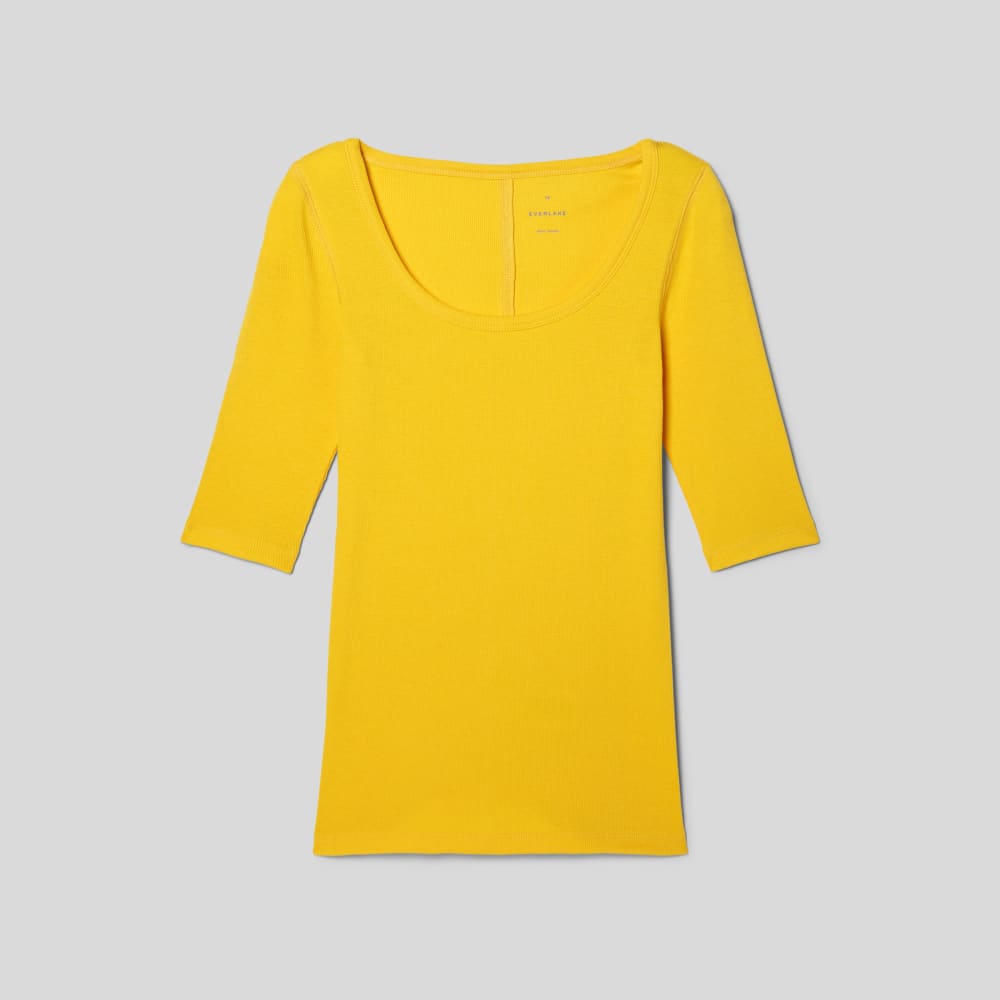 The Luxe Micro-Rib Scoop-Neck Tee | High Visibility Yellow - Image 2