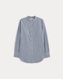 Alternative view of The Oversized Shirt in Ultrasoft Cotton | Bone / Mazarine Blue