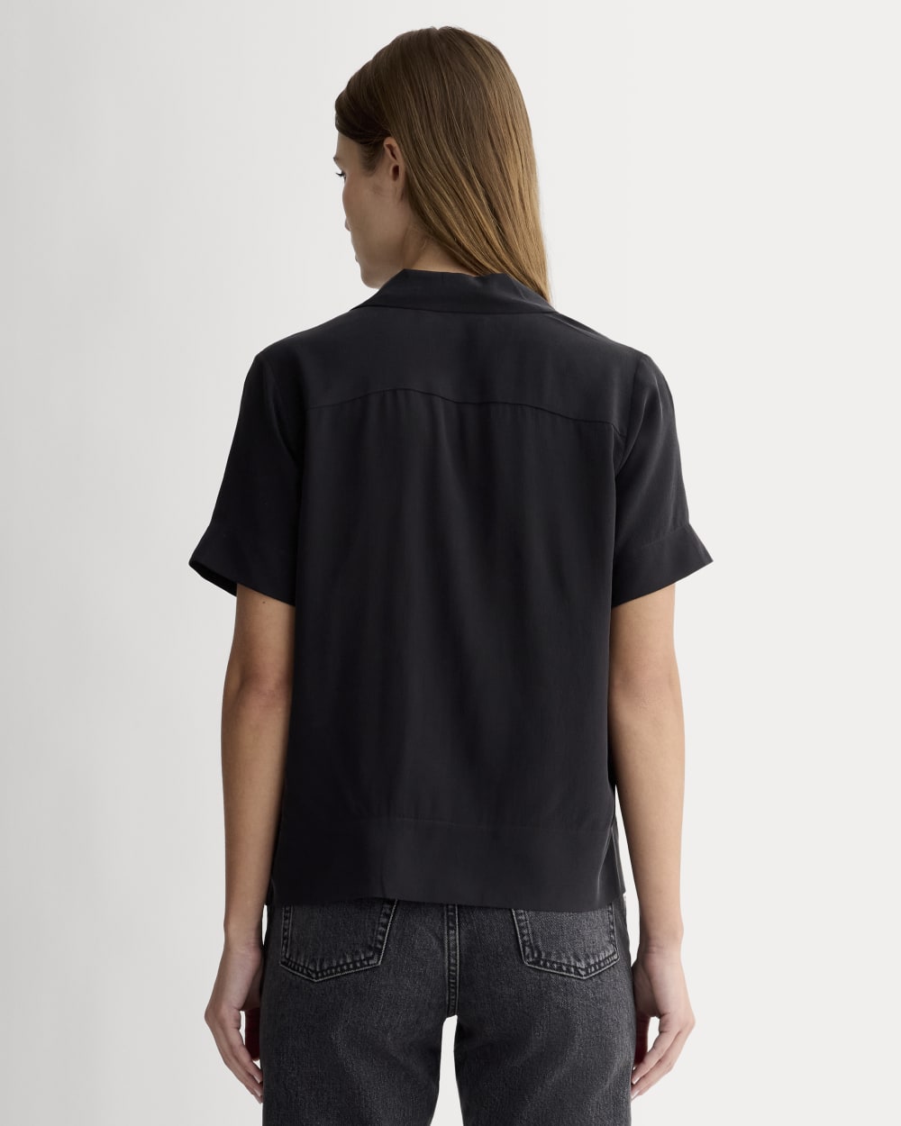 The Notch Shirt in Washable Silk | Black - Image 5