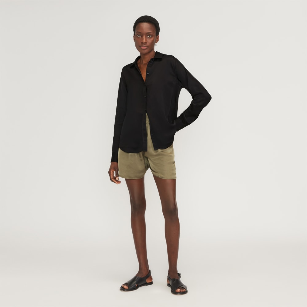 The Satin Relaxed Shirt | Black - Image 6