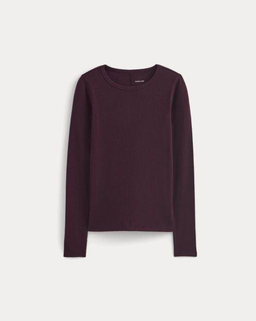 Alternative view of The Luxe Rib Long-Sleeve Crew | Heathered Port Royale