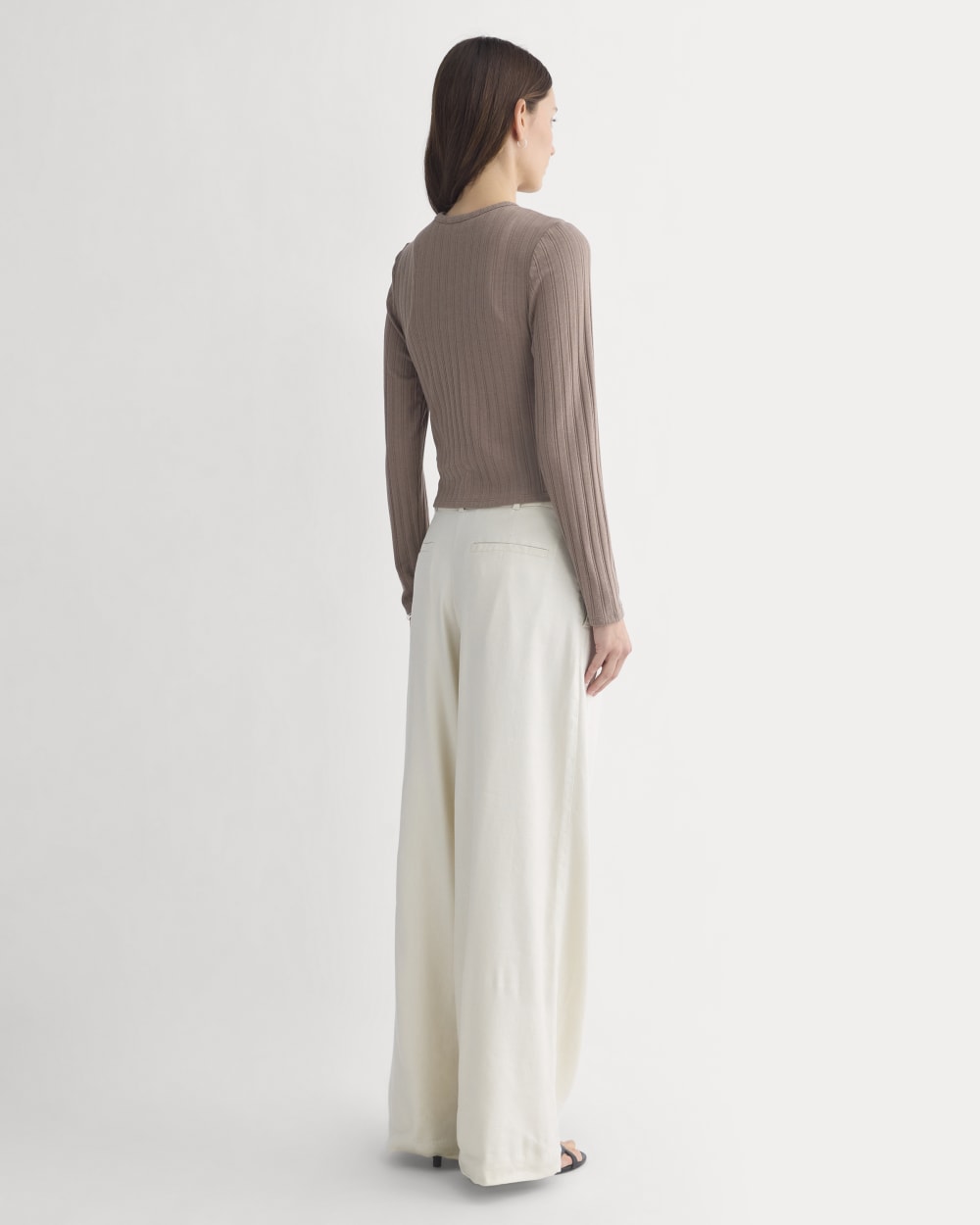 Cardigan in Pointelle | Heathered Chocolate Chip - Image 5