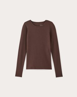 Alternative view of The Luxe Rib Long-Sleeve Crew | Dark Mahogany
