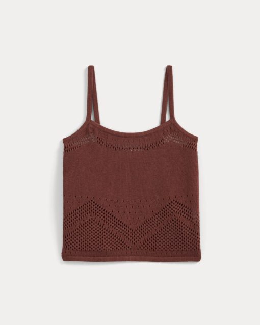 Alternative view of Lace-Knit Cami | Henna Red