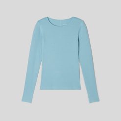 Alternative view of The Luxe Rib Long-Sleeve Crew | Blue Shadow