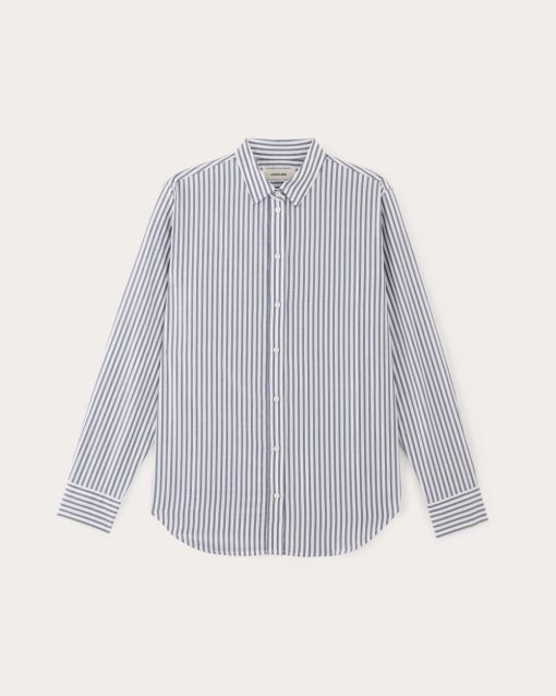 Alternative view of The Must-Have Shirt in Silky Cotton | White / Bellwether Blue