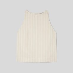 Alternative view of The Linen High-Neck Tank | Brazilian Sand / Canvas Tan