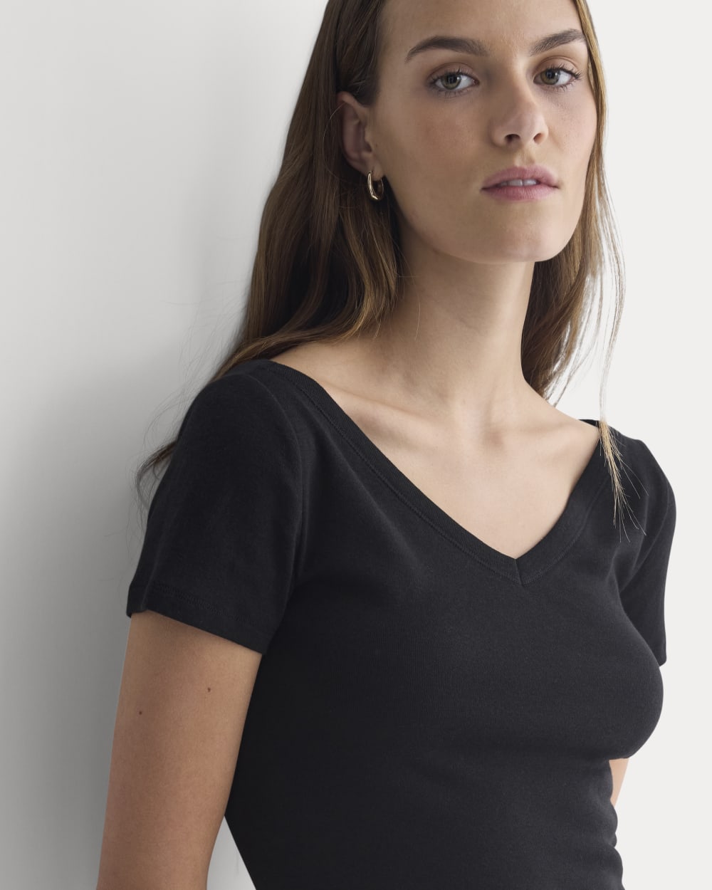 Tissue Short-Sleeve V-Neck Top | Black - Image 4