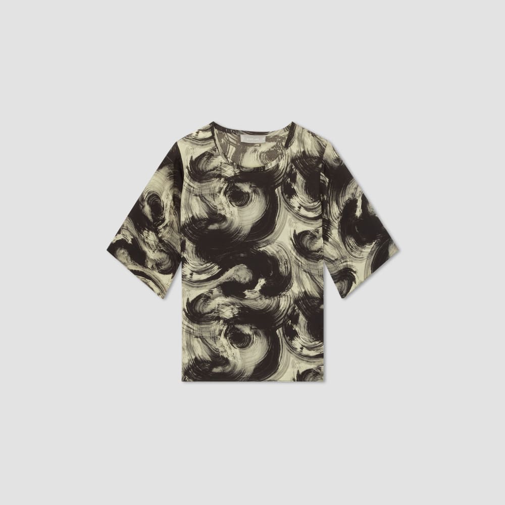 The Satin Relaxed Tee | Pale Yellow / Black - Image 2
