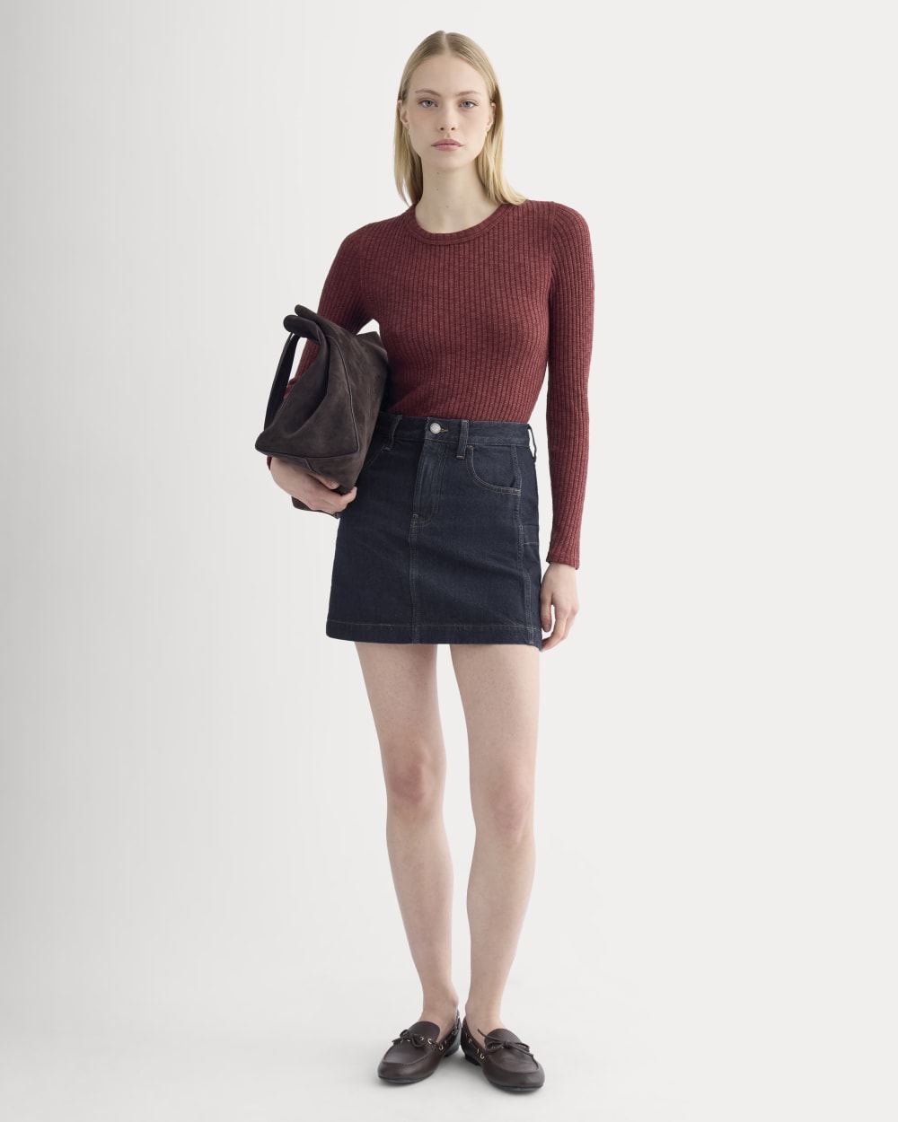 The Cozy Rib Long-Sleeve Tee | Pomegranate - Image 3