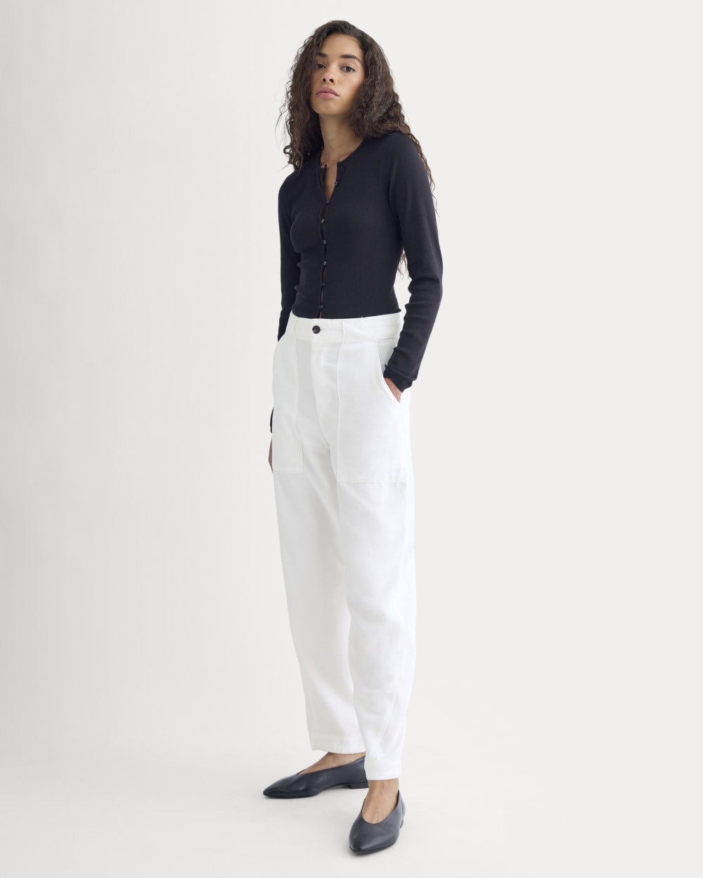 Patch Pocket Ballon Pant in Buttersoft | White - Image 3