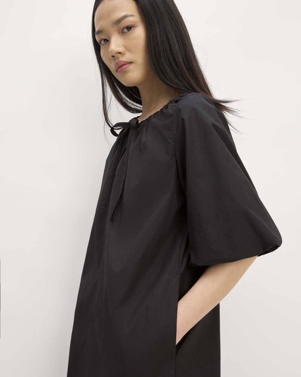 The Supima® Puff-Sleeve Dress | Black - Image 4