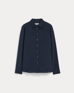 Alternative view of The Must-Have Shirt in Washable Silk | Navy