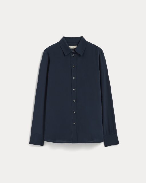 Alternative view of The Must-Have Shirt in Washable Silk | Navy