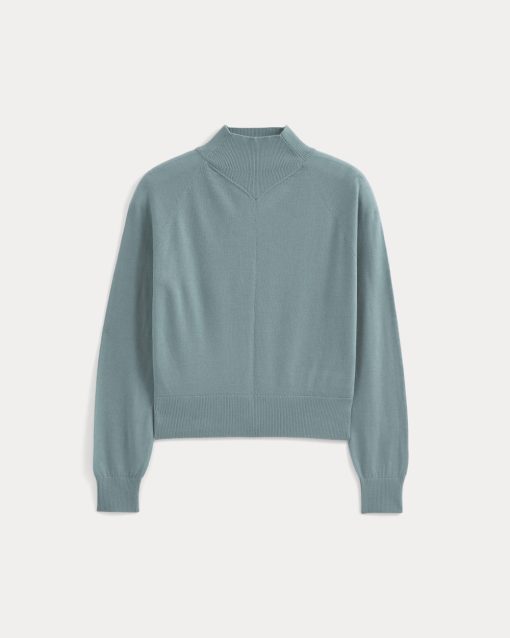 Alternative view of Mockneck Sweater In Ultrafine Merino | Gray Mist