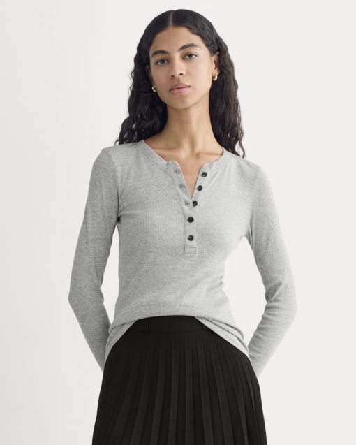 The Luxe Rib Henley | Classic Heather Grey