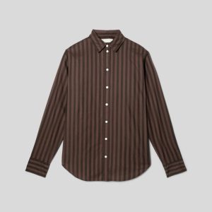 Alternative view of The Must-Have Shirt in Silky Cotton | Chocolate Brown / Black