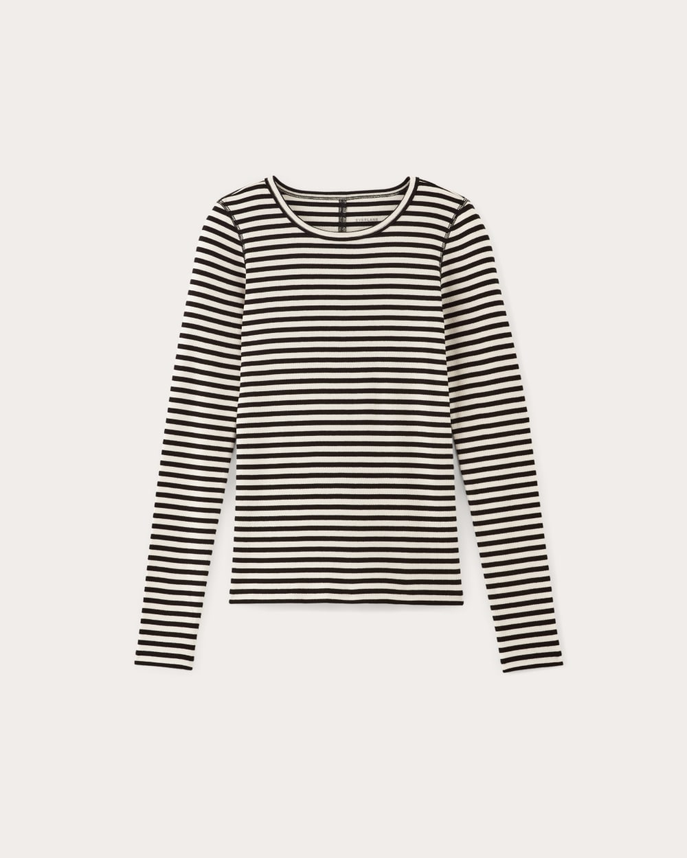 The Luxe Rib Long-Sleeve Crew | Bone / Black - Image 2