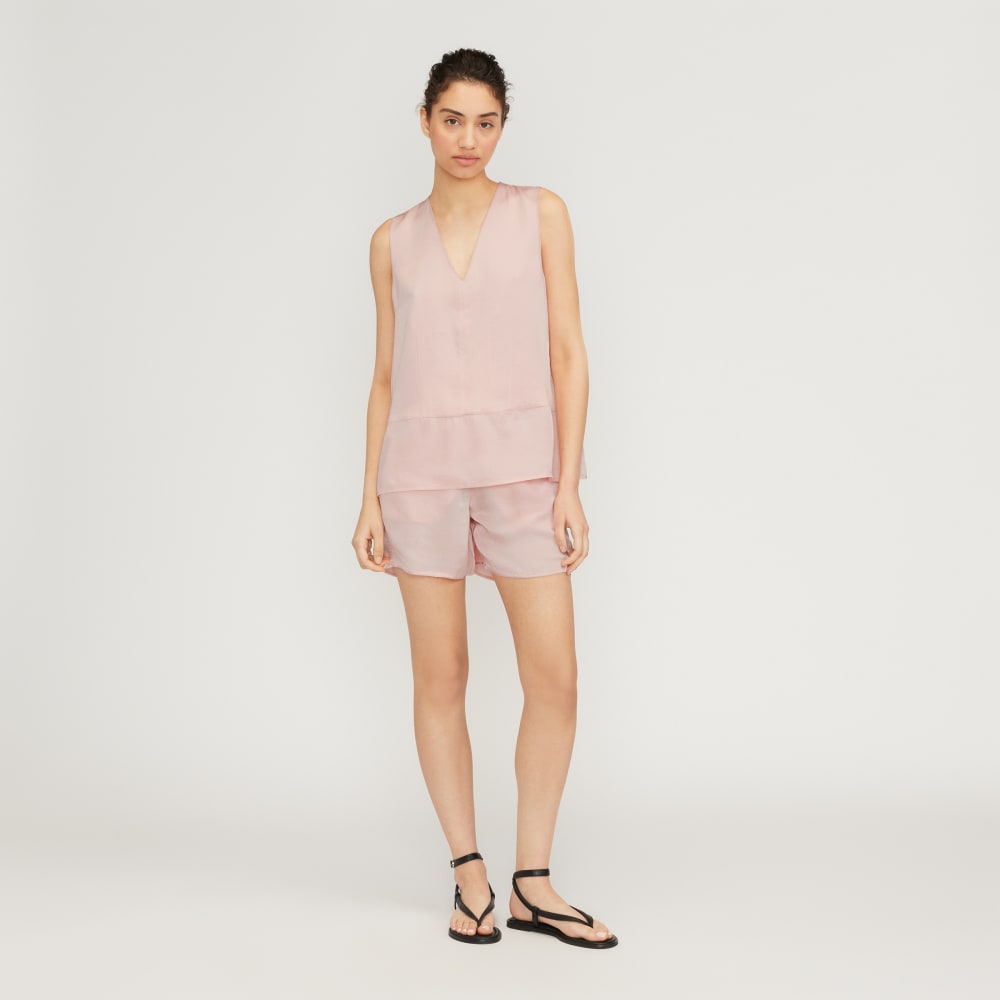 The Satin V-Neck Top | Petal Pink - Image 6